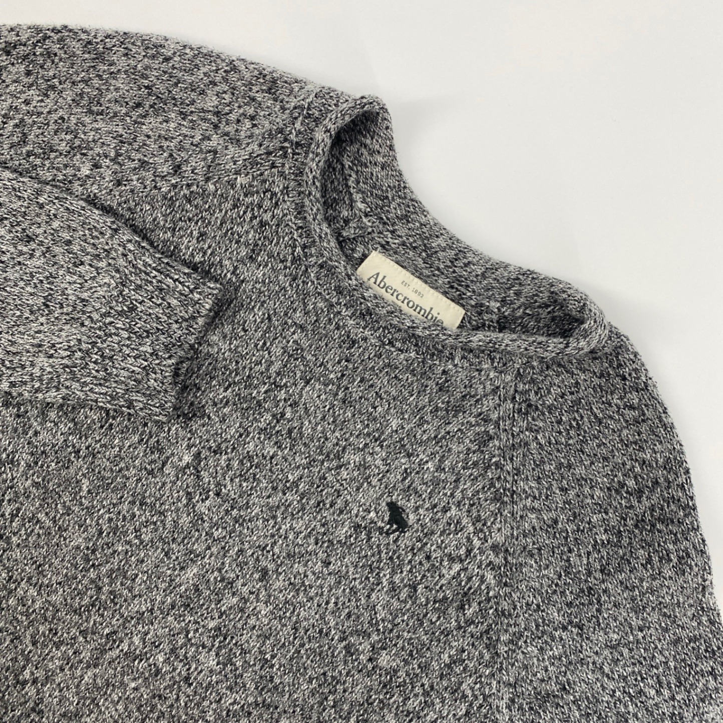 Abercrombie Fitch Sweater Mens Large Gray Marled Raglan Preppy Classic Cozy